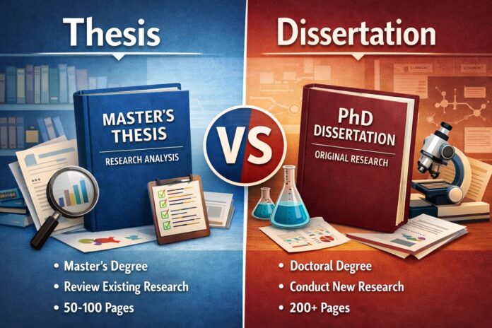 Thesis vs dissertation comparison