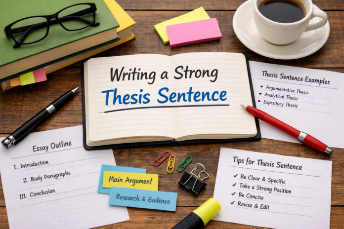 Study materials for crafting a thesis sentense